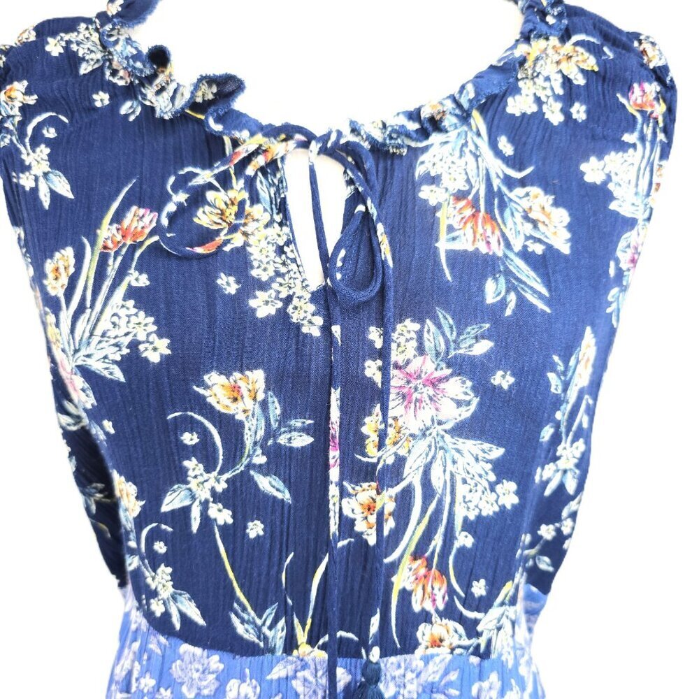 Women's Blue Patchwork Sleeveless Maxi Cottagecor… - image 5